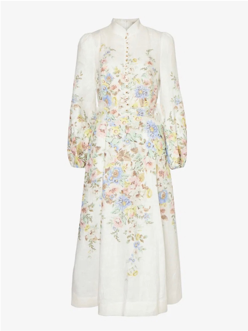 Zimmermann Matchmaker Floral Linen Midi Dress size 0/us size 4